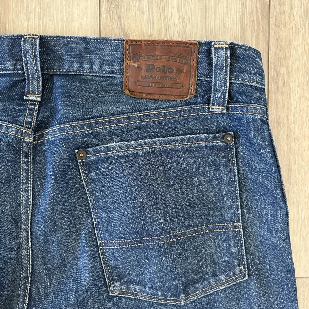 Polo Ralph Lauren Men's Dark Wash Blue Denim Jeans 36 Straight Mid Rise